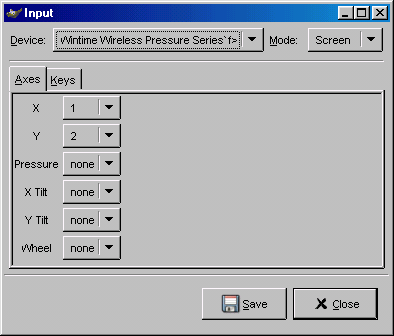Voreinstellungen für ein Grafiktablett